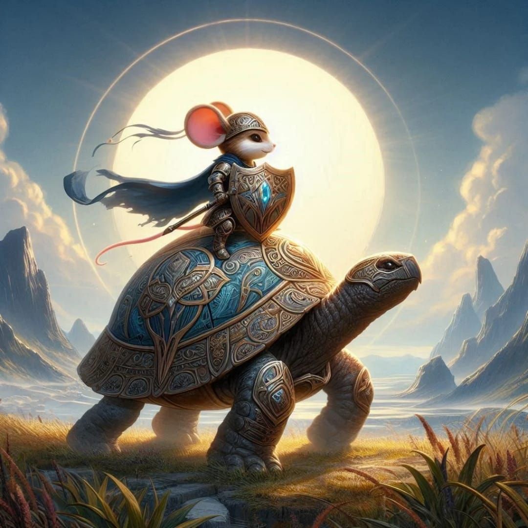 Mouse Warrior on Majestic Armoured Turtle