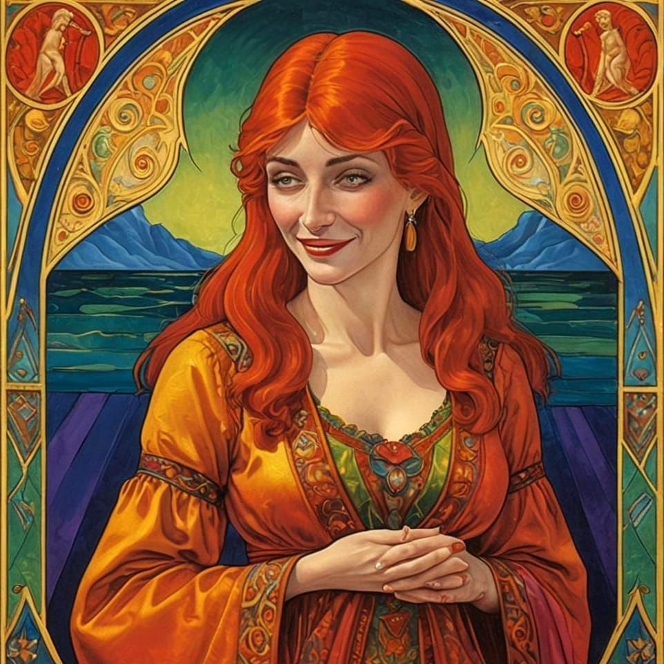 Laughing Lady in Surreal Baroque Landscape