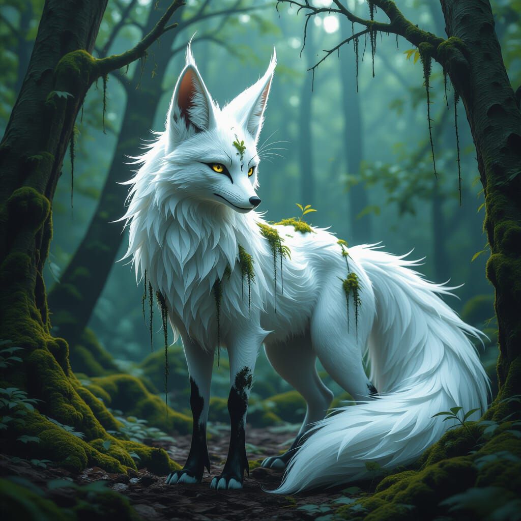 A white Creature: Kageashi (Shadowpaw)  by @Bonaria