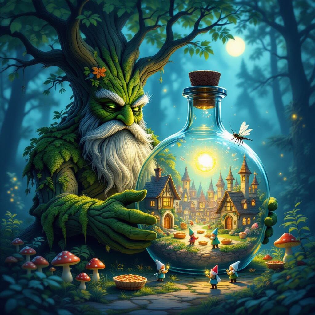 Forest in a Bottle

Description:
In a clearing in the middle of a night forest there is a huge glass bottle, inside of which there is a whol...