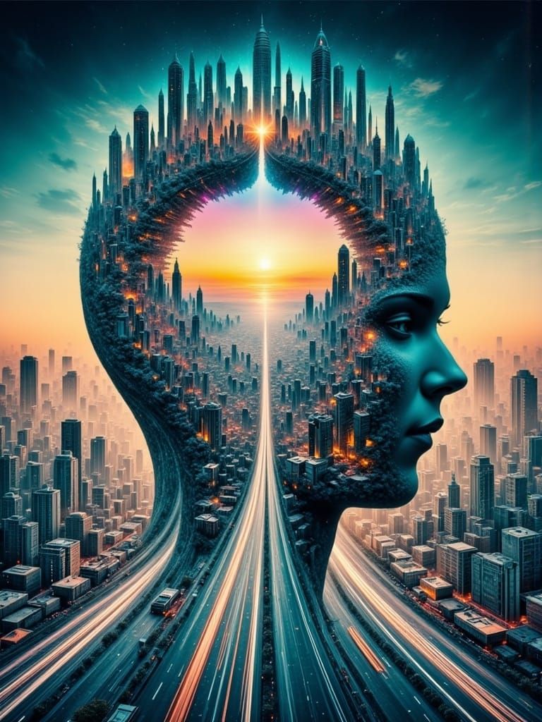 Cosmic Dreamscape Within a Human Face