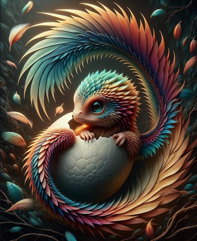 Hatching Dragon: Hyper-Realistic Fantasy Concept Art