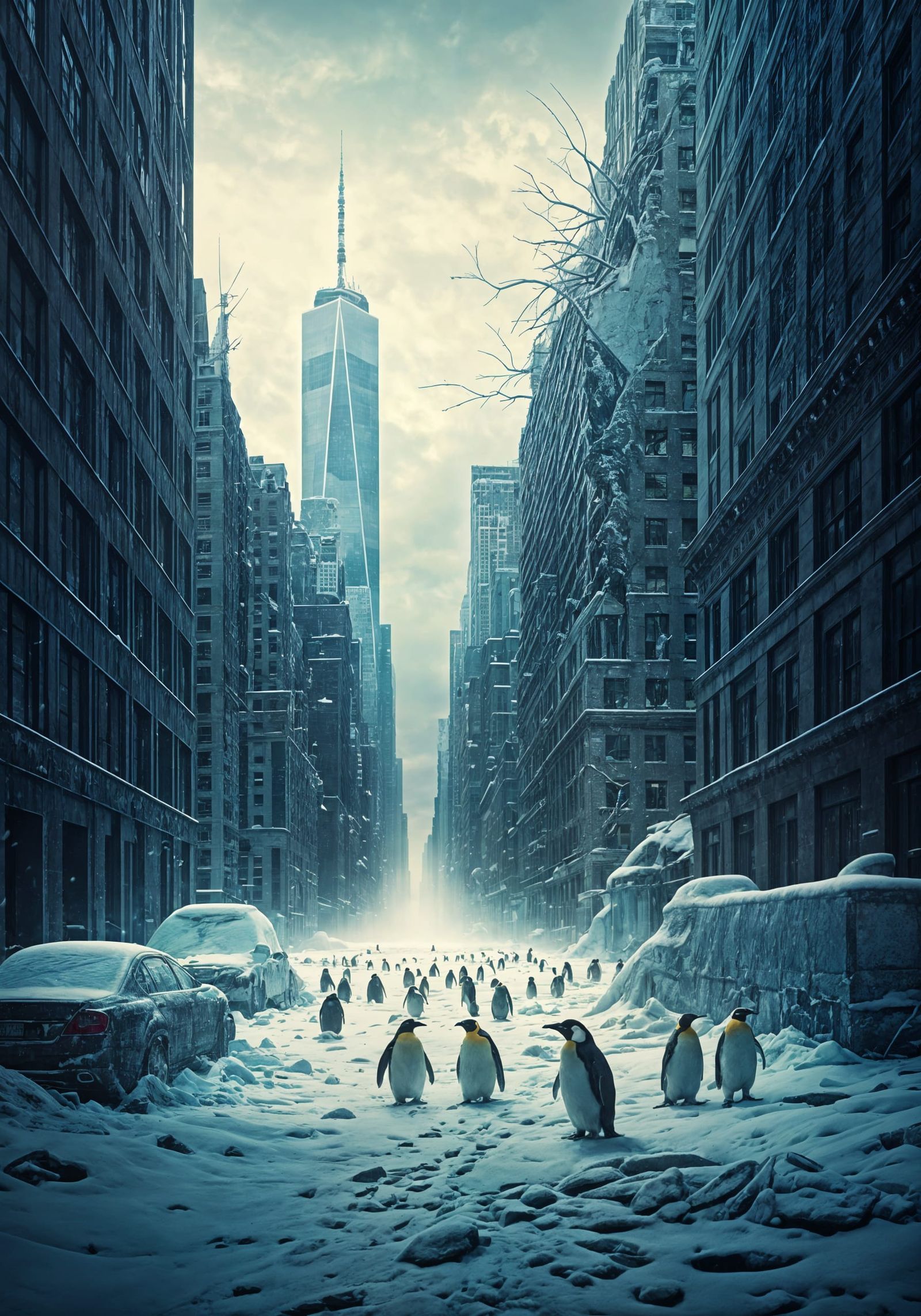 Post-Apocalypse winter in New york  by @Artist For Fun