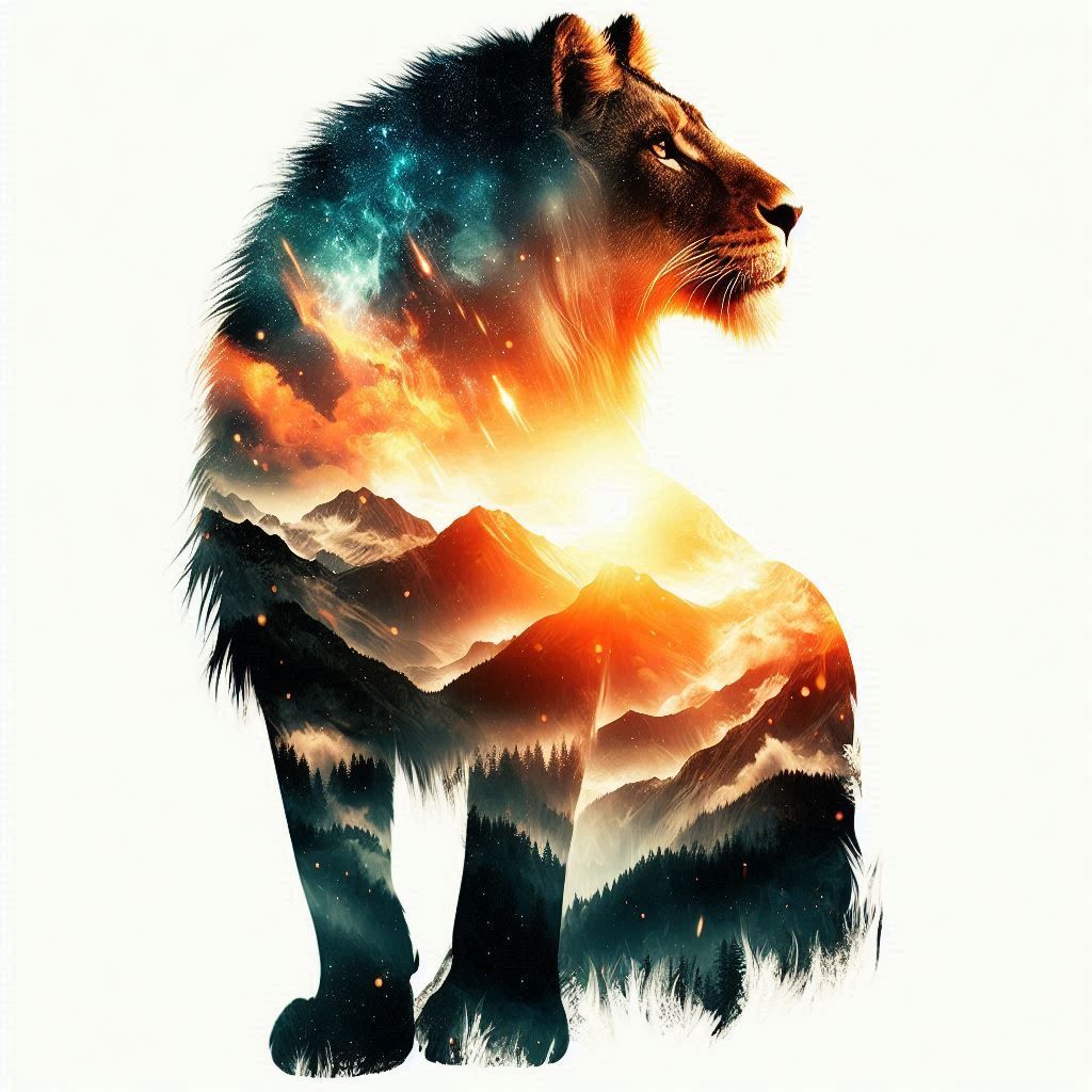 double exposure beautiful fantasy portrait landscape..