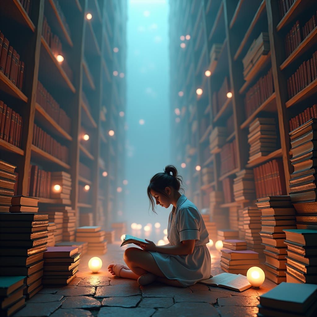 Enchanted Library: Nursing Student's Mystical Study