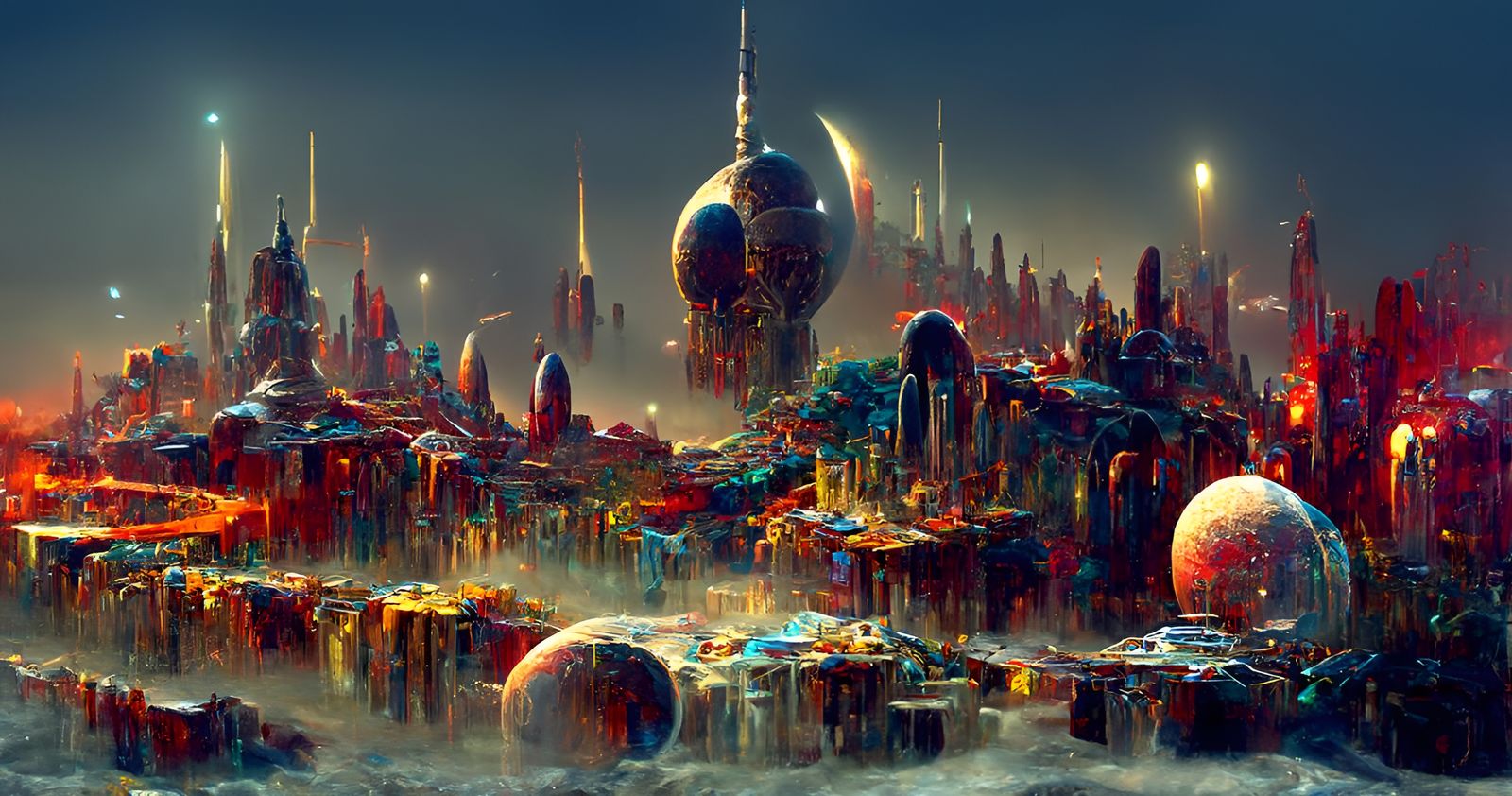 Space City at Dawn - AI Generated Artwork - NightCafe Creator