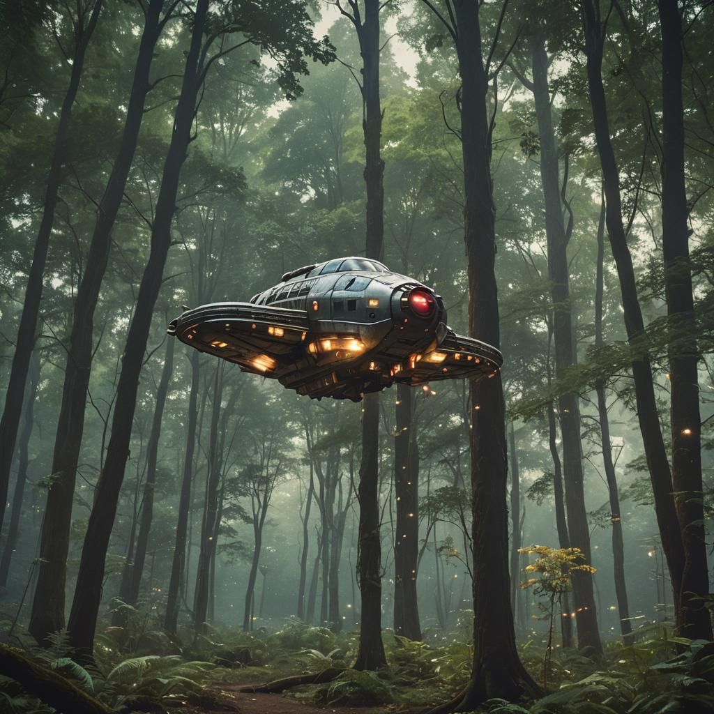 shuttle landing in the forest