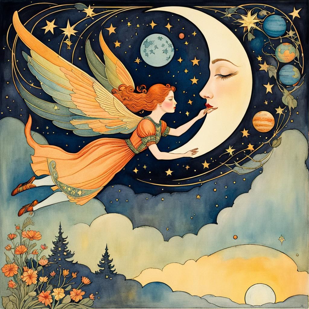 Flying to the moon   by @Nelllle