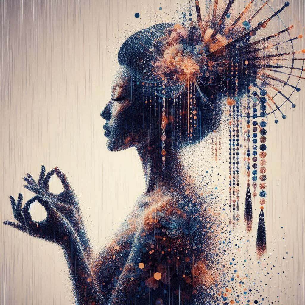 double exposure beautiful fantasy DALL-E 3 portrait landscape..