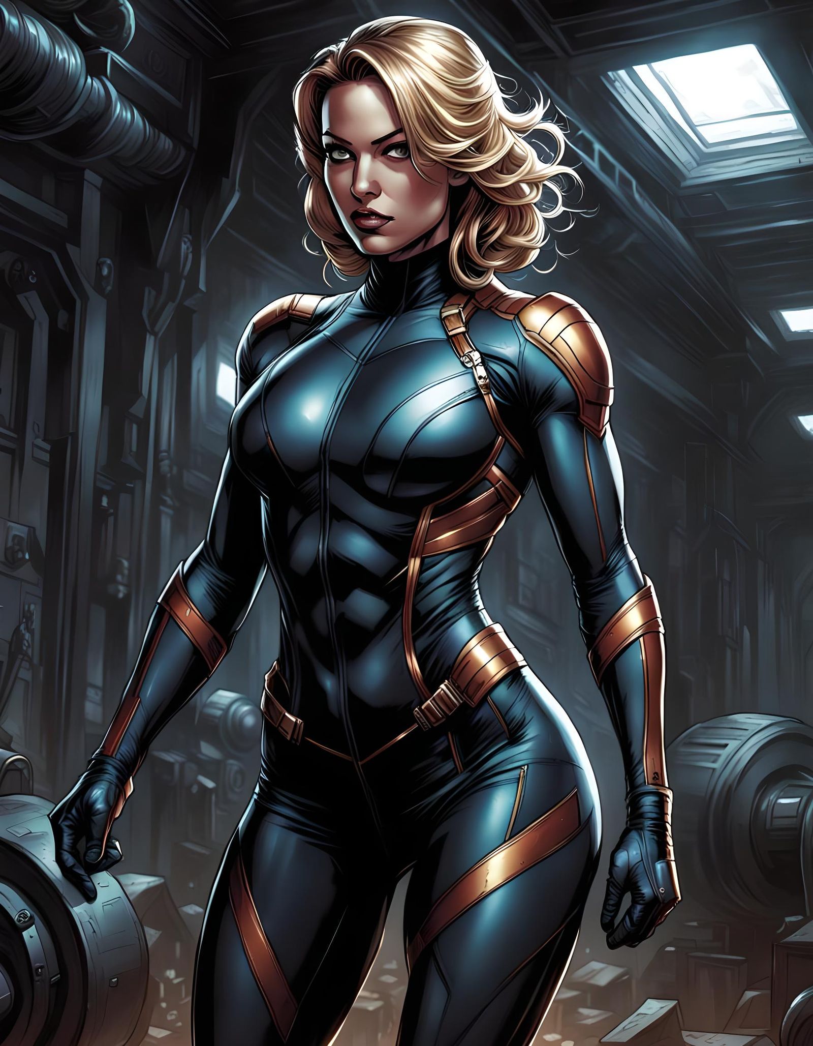 Girl in tight body suit