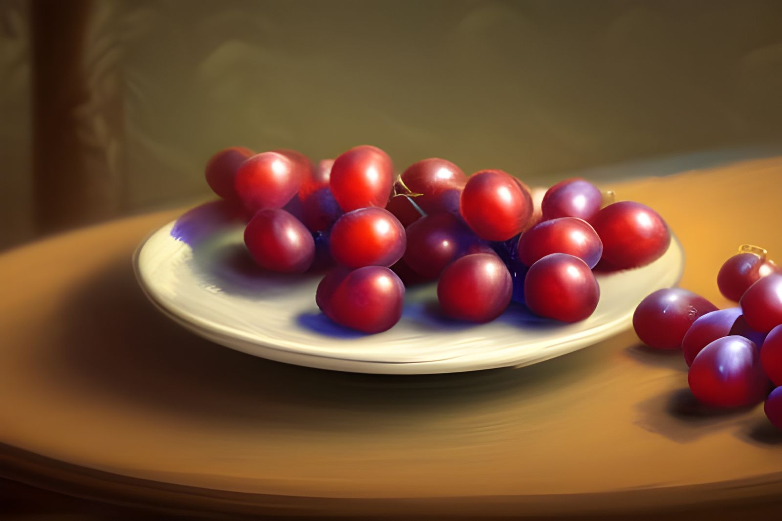 Red Grapes on Table AI Generated Artwork NightCafe Creator