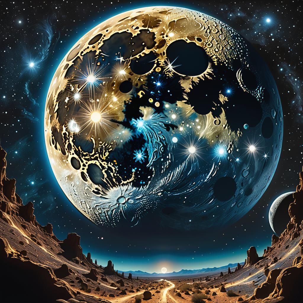 Cosmic Realism: Moon with Alien Plasma Machines