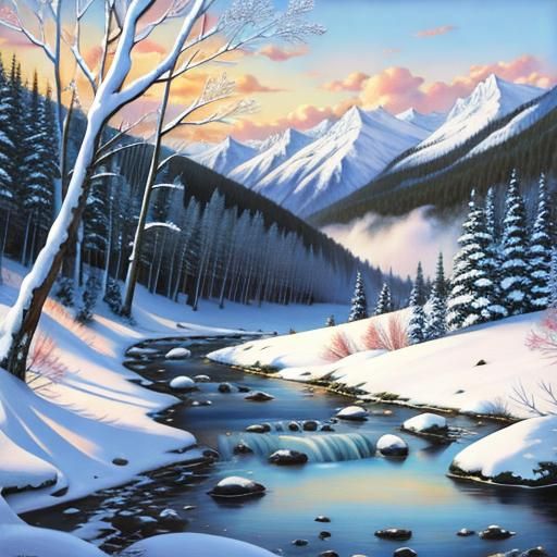 Icy River - AI Generated Artwork - NightCafe Creator