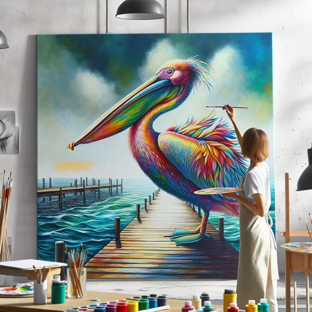Painting a pelican   by @Fredericco