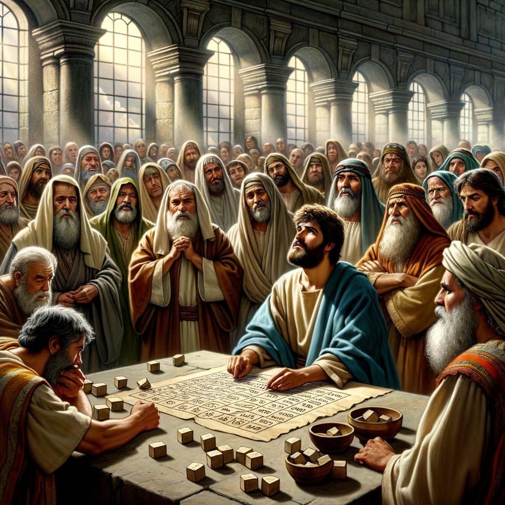 Matthias being chosen to be an apostle by lot