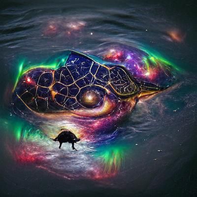 a turtle with the universe on it's back