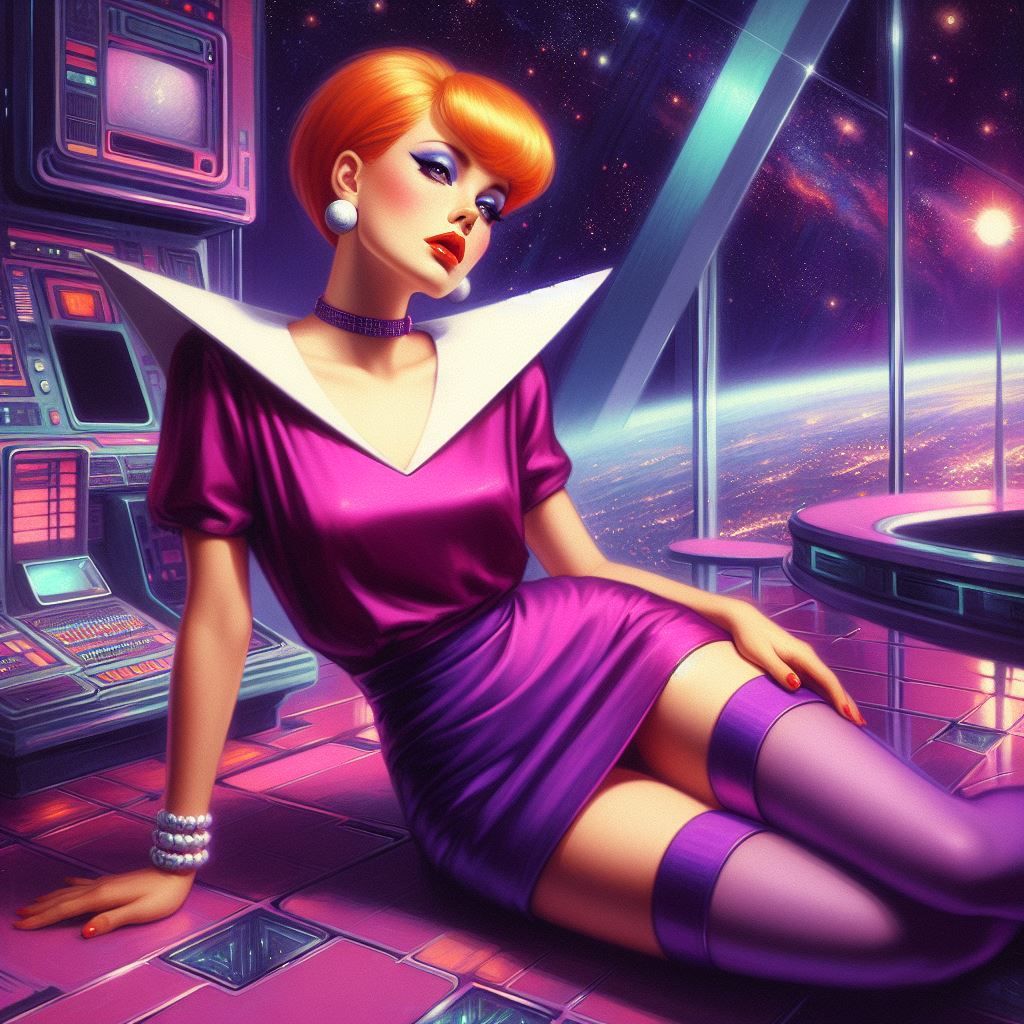 hajime sorayama retro 80s sci-fi futurism cyberpunk space Th...