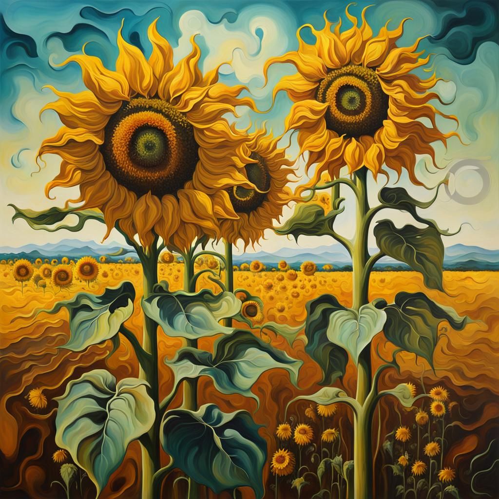 big sunflowers in a field    by @niles cc lover