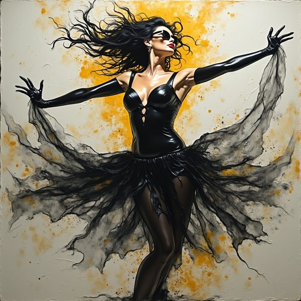 Intense Girl Hip-Hop Dancer in Edgy Watercolour Portrait