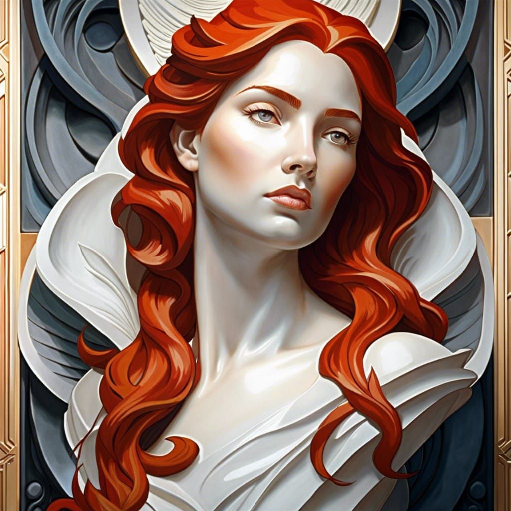 Marble Bust of a Red-Haired Woman  by @LiminalChildhood