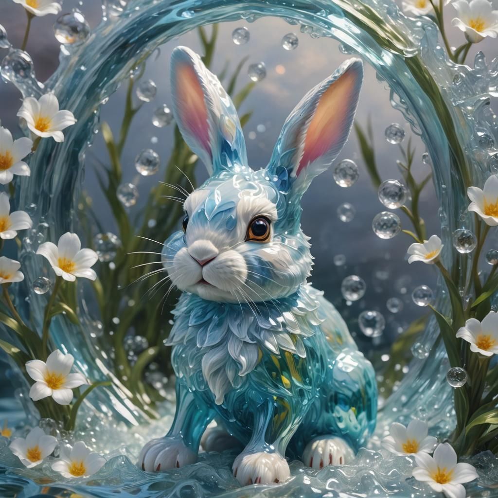 A glass cute adorable buff bunny  by @Easter Bunny