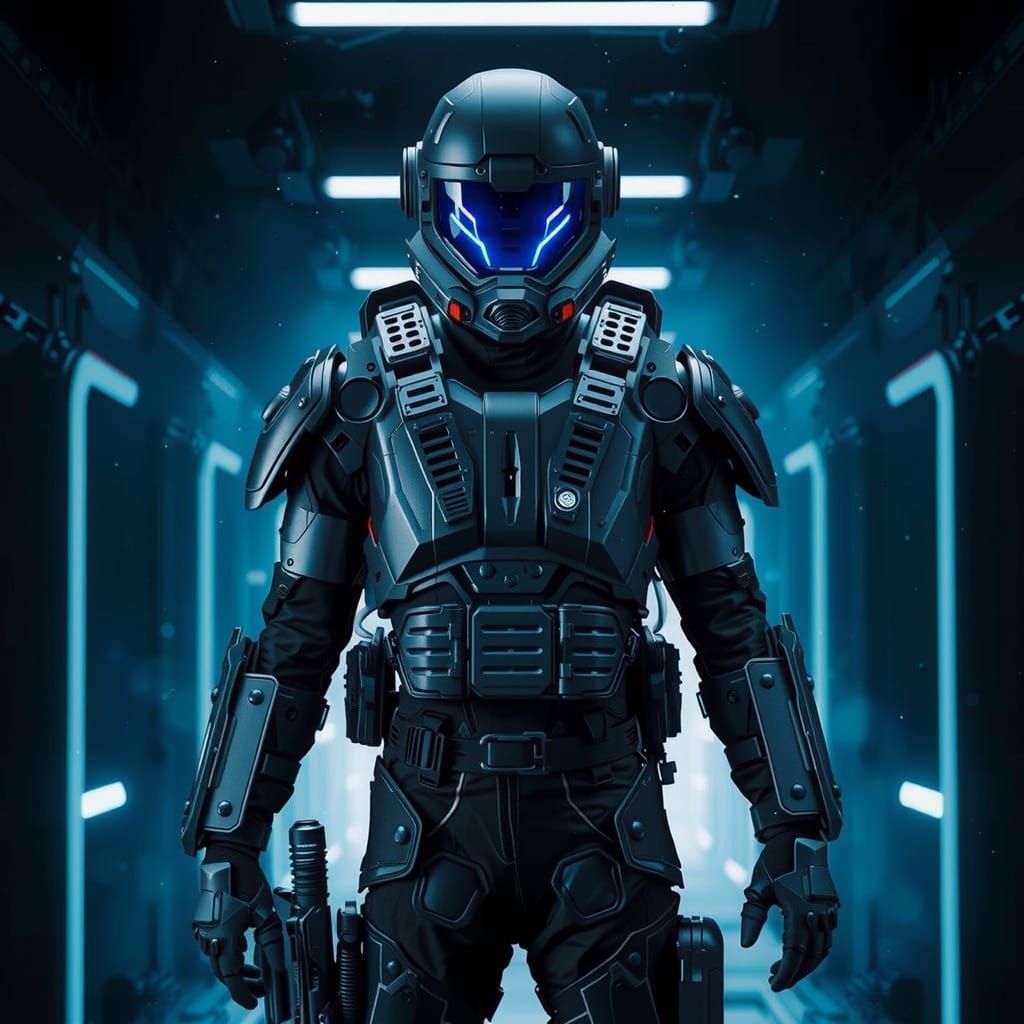 futuristic soldier with jetpack and a laser gun