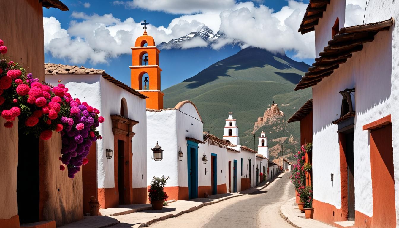Una calle de un pueblo de montaña mexicano