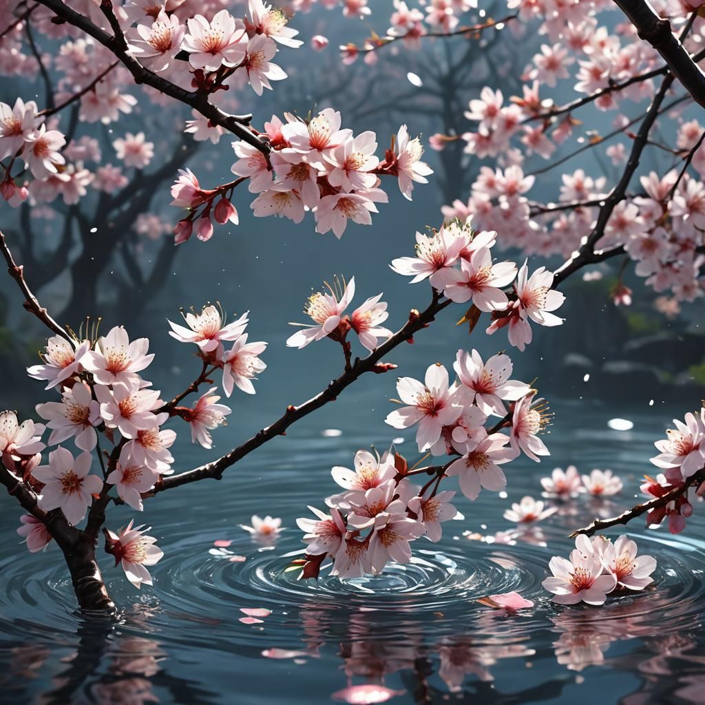 Cherry Blossoms in Water