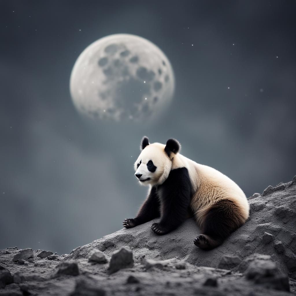 Moon gazing panda - AI Generated Artwork - NightCafe Creator