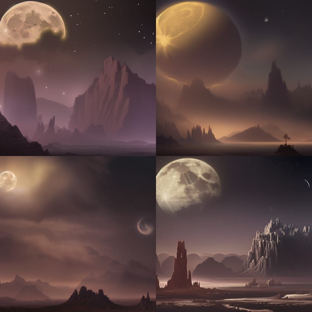 Midnight moon and stars