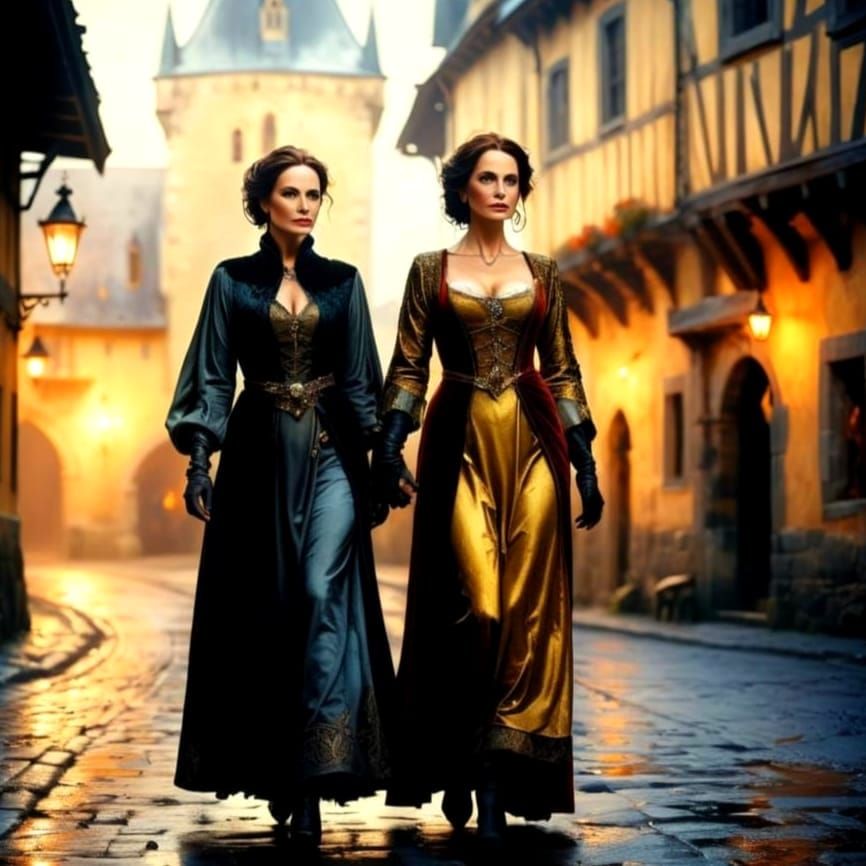 Mystical Medieval Ladies in Hyperrealistic Twilight