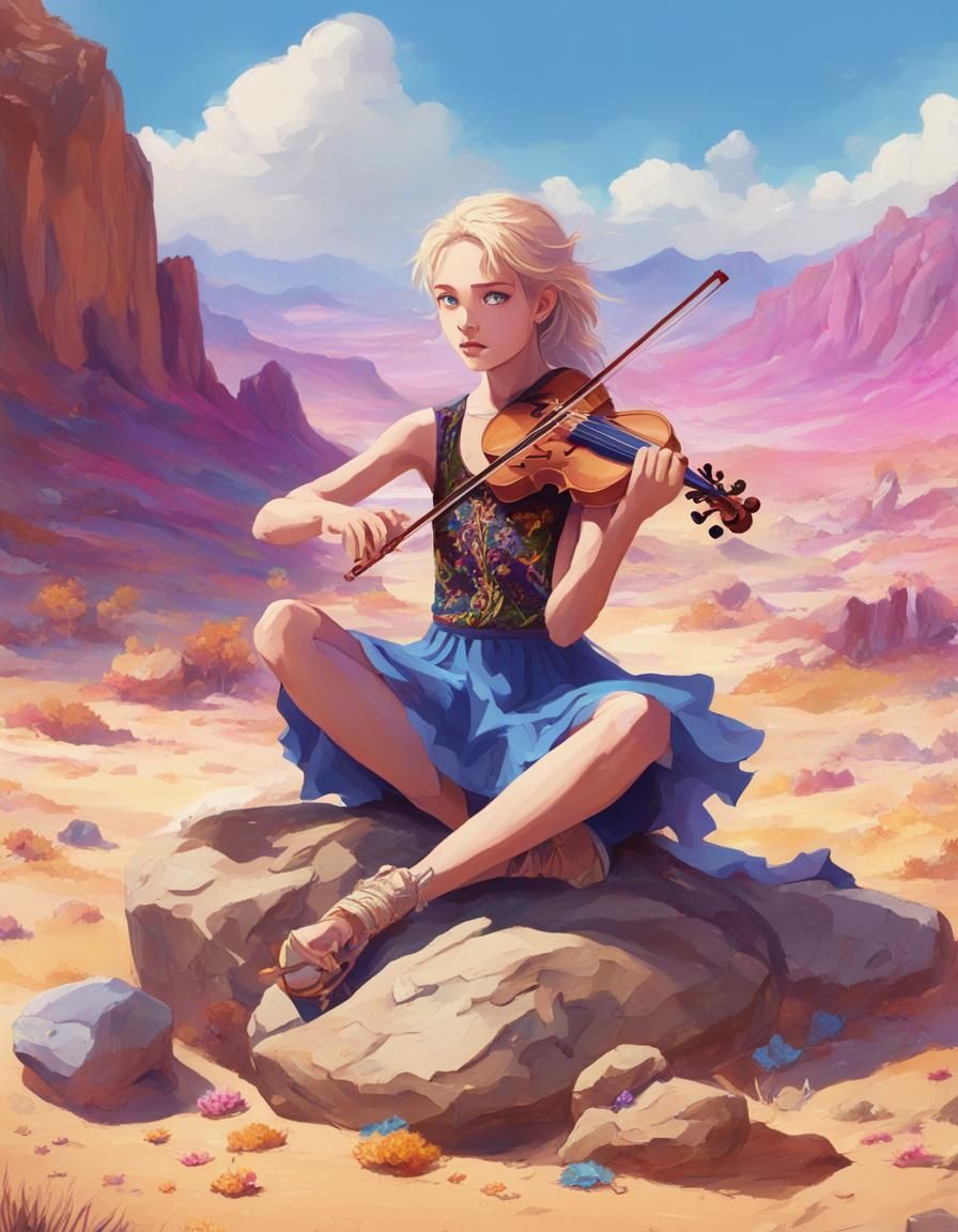 Young Dancer's Whimsical Desert Serenade
