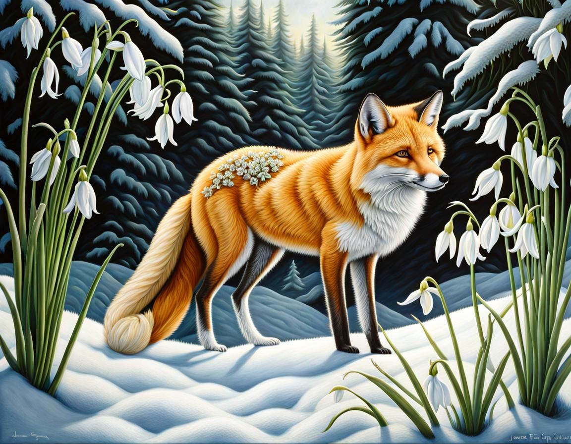 fox taking home some flowers