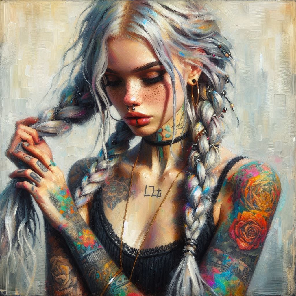 “Painted Silence: The Poetic Power of Ink & Emotion” 🖋️ Delicate rebellion—beauty captured in quiet resistance.