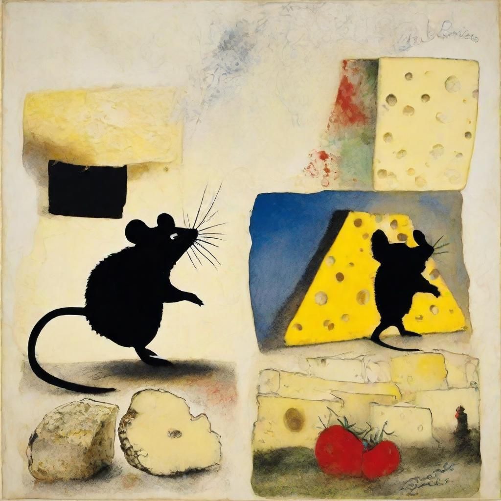 Silhouette of mouse, silhouette of cheese 
Silhouette art by...