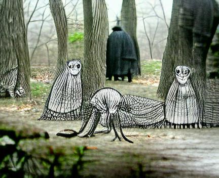 shy unknown creatures in the woods