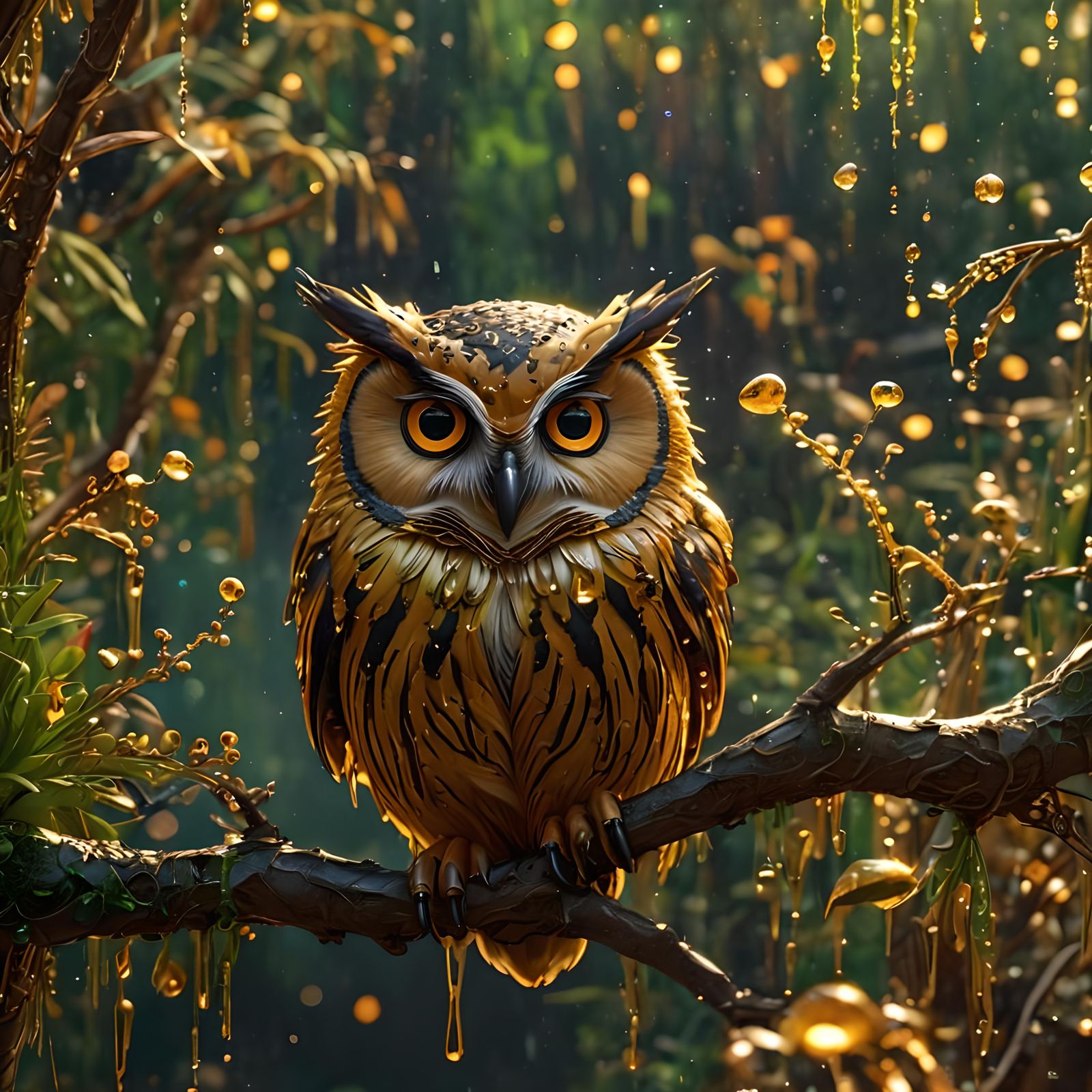 Golden black owl   by @Artestetic