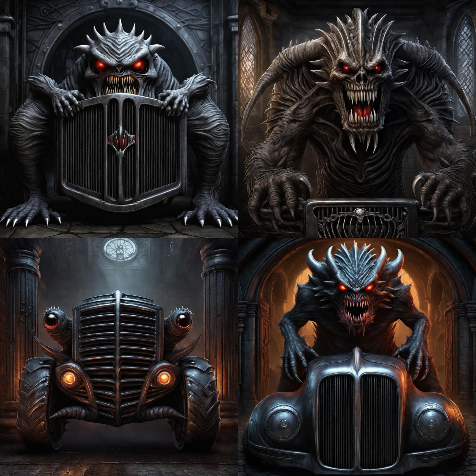 radiator grill monsters, a masterpiece, 8k resolution, dark fantasy art