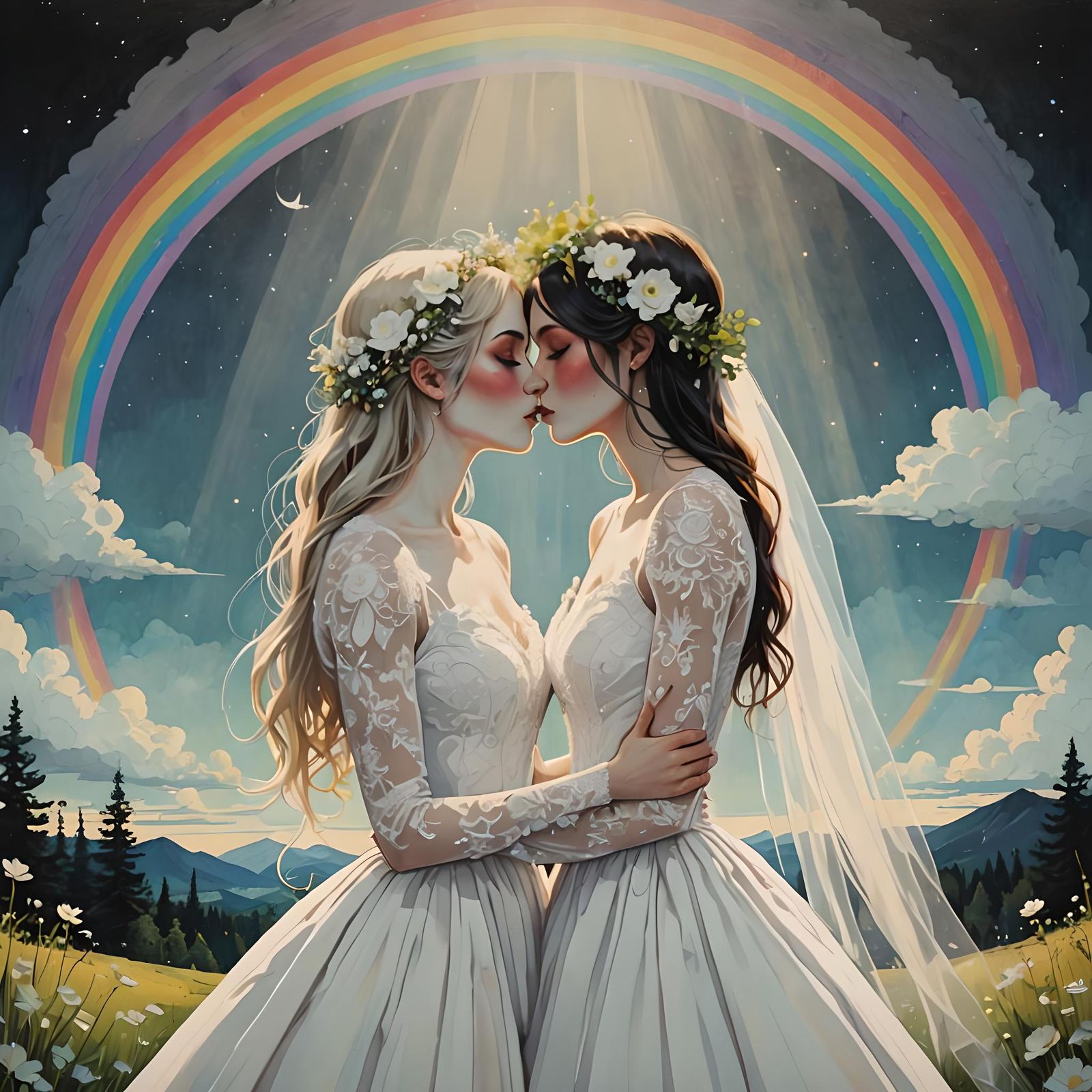 ✨🌈 Kiss me under the rainbow 🌈✨ - AI Generated Artwork - NightCafe Creator