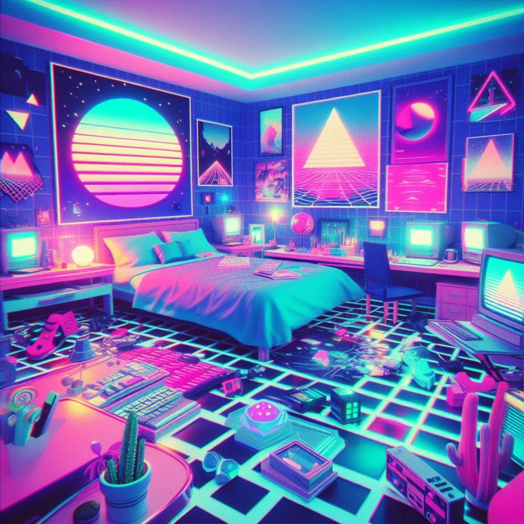 Vaporwave Aesthetic Bedroom AI Generated Artwork NightCafe Creator