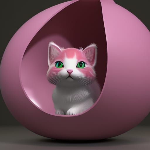 pink kitten in a pink egg bed AI Generated Artwork NightCafe Creator