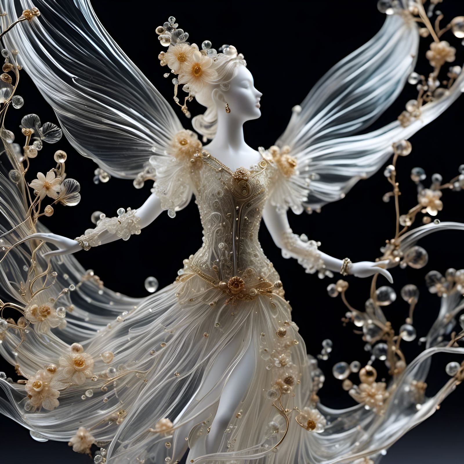 Insanely detailed hyperreal transparent glass dancer
<lora:Gilt-Filament Glass:1.0>