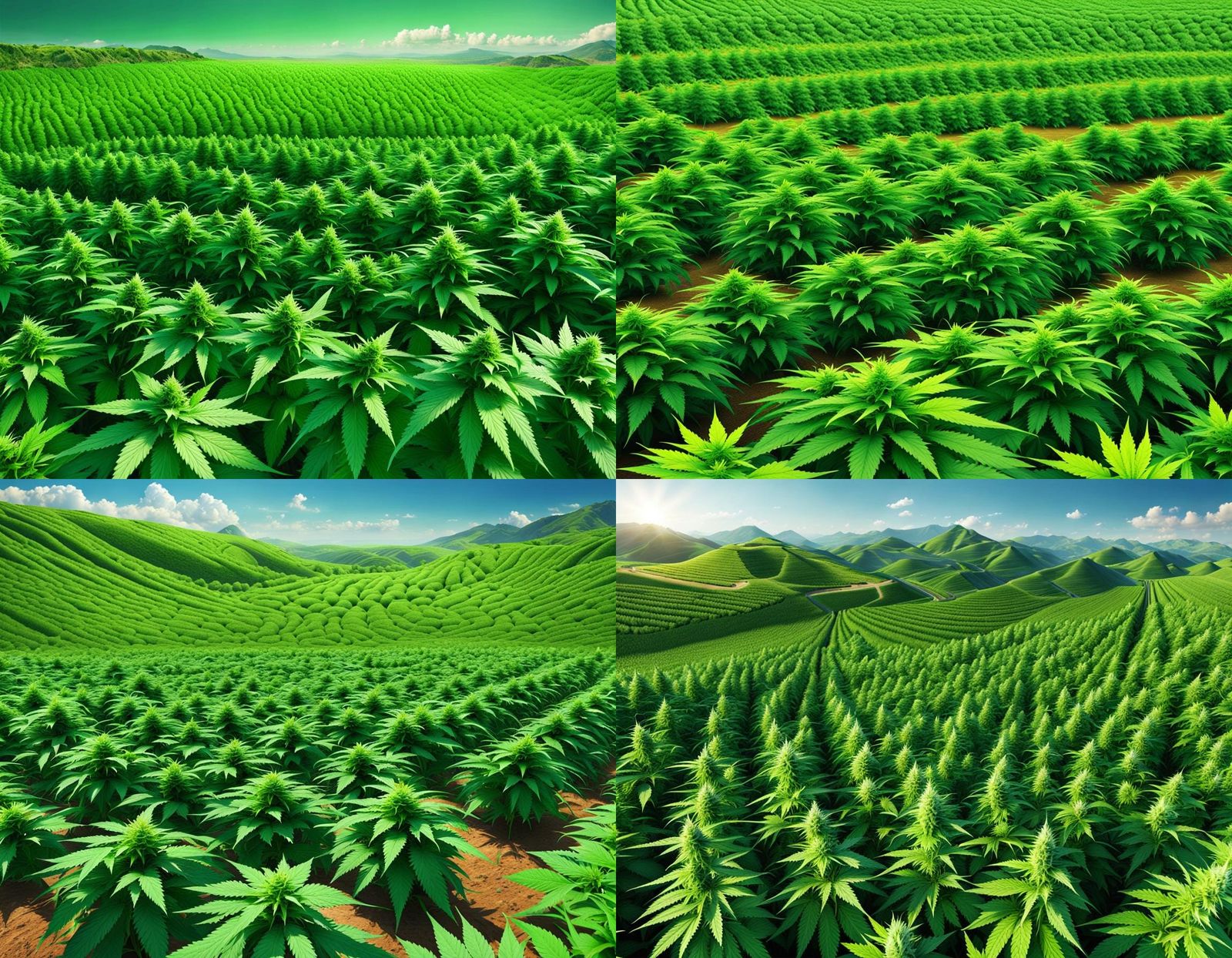 Never ending amazing marijuana fields, horizon view, ultra-Realistic ...