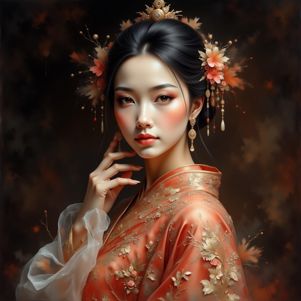 Elegant Han Dynasty Lady Portrait in Photorealistic Style