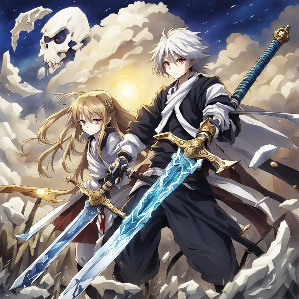 Bone sword by artist "anime", Anime Key Visual, Japanese Man...