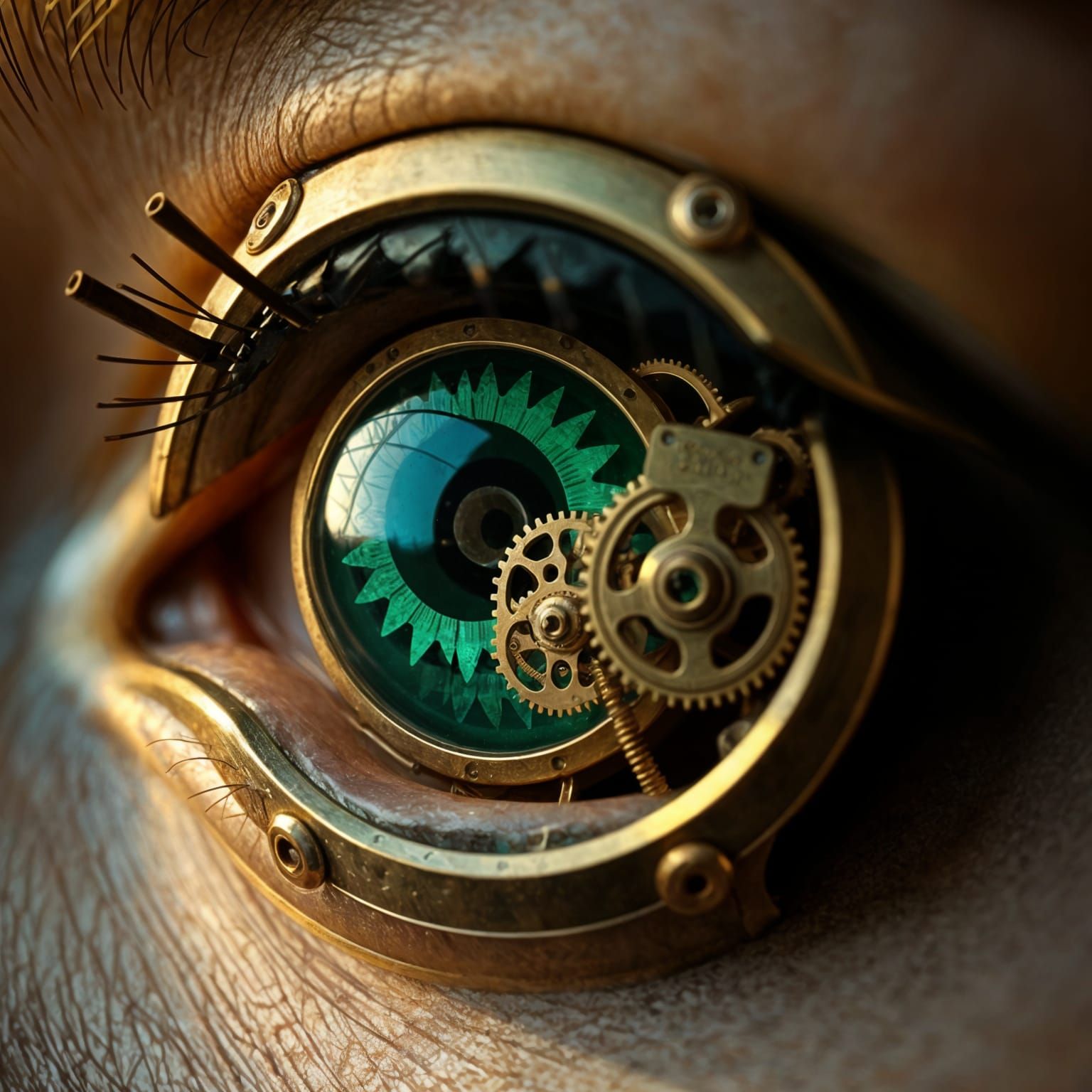 Green Steampunk artificial eye  by @Gids