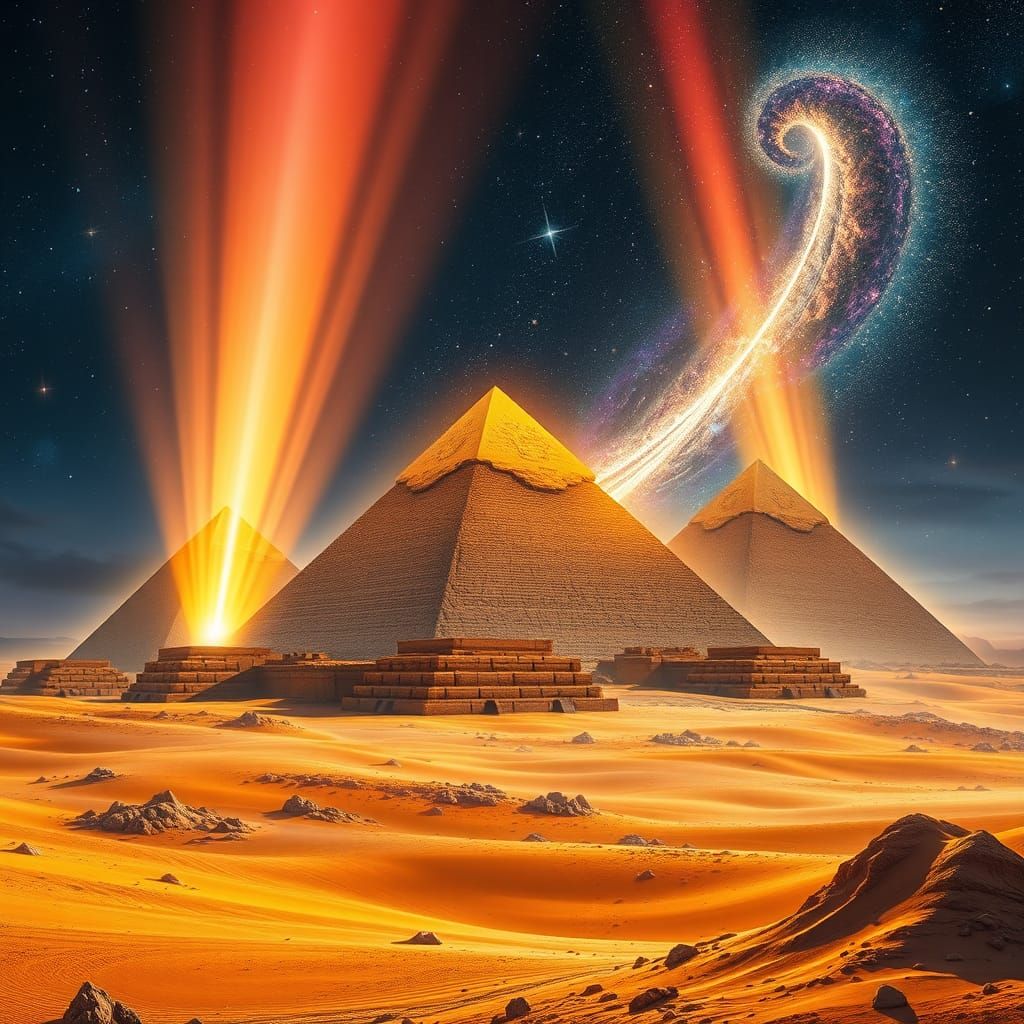 Pyramids of Giza Shine with Celestial Energy