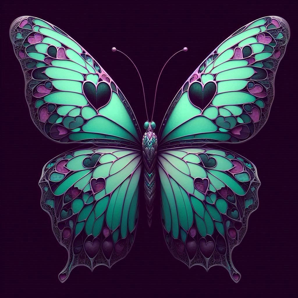 mint green and dark purple