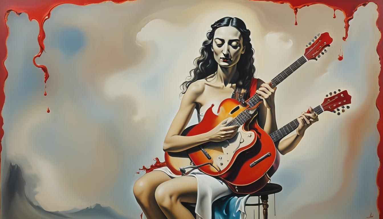 girl  guitar in   red