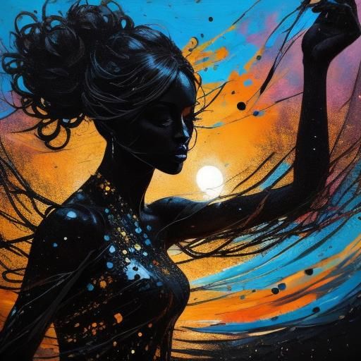 Black silhouette, splash art painting <lora:Aia:1.0>